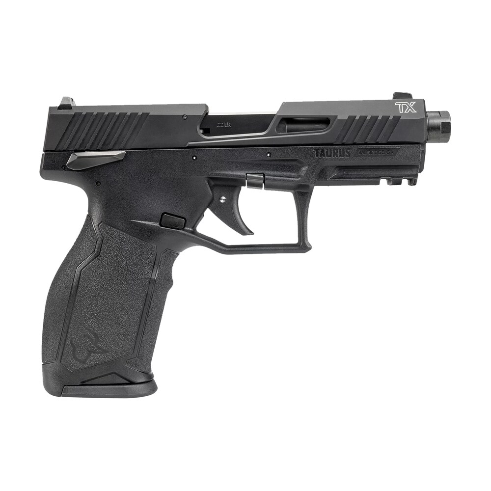 taurus 1 2tx22141 10 2tx full size frame 22 lr 10+1 4.60" matte black threaded barrel, black anodized serrated slide, matte black polymer frame w/picatinny rail, textured grip Taurus 1-2TX22141-10 2TX Full Size Frame 22 LR 10+1 4.60" Matte Black Threaded Sports South item 175893