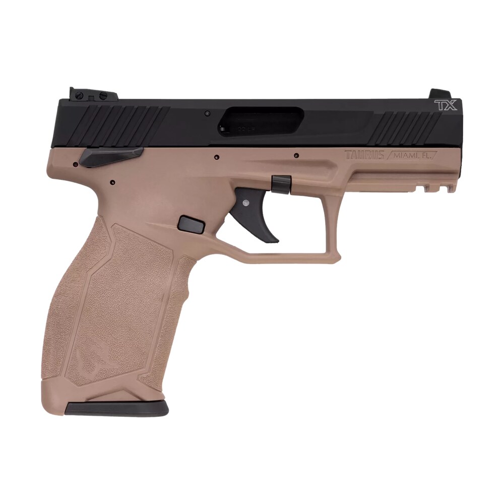 taurus 1 2tx22141f 10 2tx full size frame 22 lr 10+1 4.60" matte black threaded barrel, black anodized serrated slide, flat dark earth polymer frame w/picatinny rail, textured grip Taurus 1-2TX22141F-10 2TX Full Size Frame 22 LR 10+1 4.60" Matte Black Threaded Sports South item 175895
