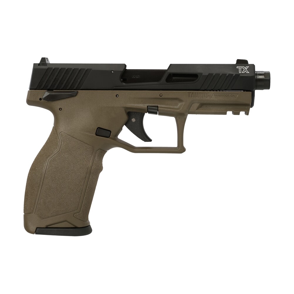 taurus 1 2tx22141o 10 tx22 22 lr 10+1 4.60" matte black threaded barrel, black hard coat anodized optic ready/serrated slide, od green polymer frame w/picatinny rail, textured grip Taurus 1-2TX22141O-10 TX22 22 LR 10+1 4.60" Matte Black Threaded Sports South item 175896