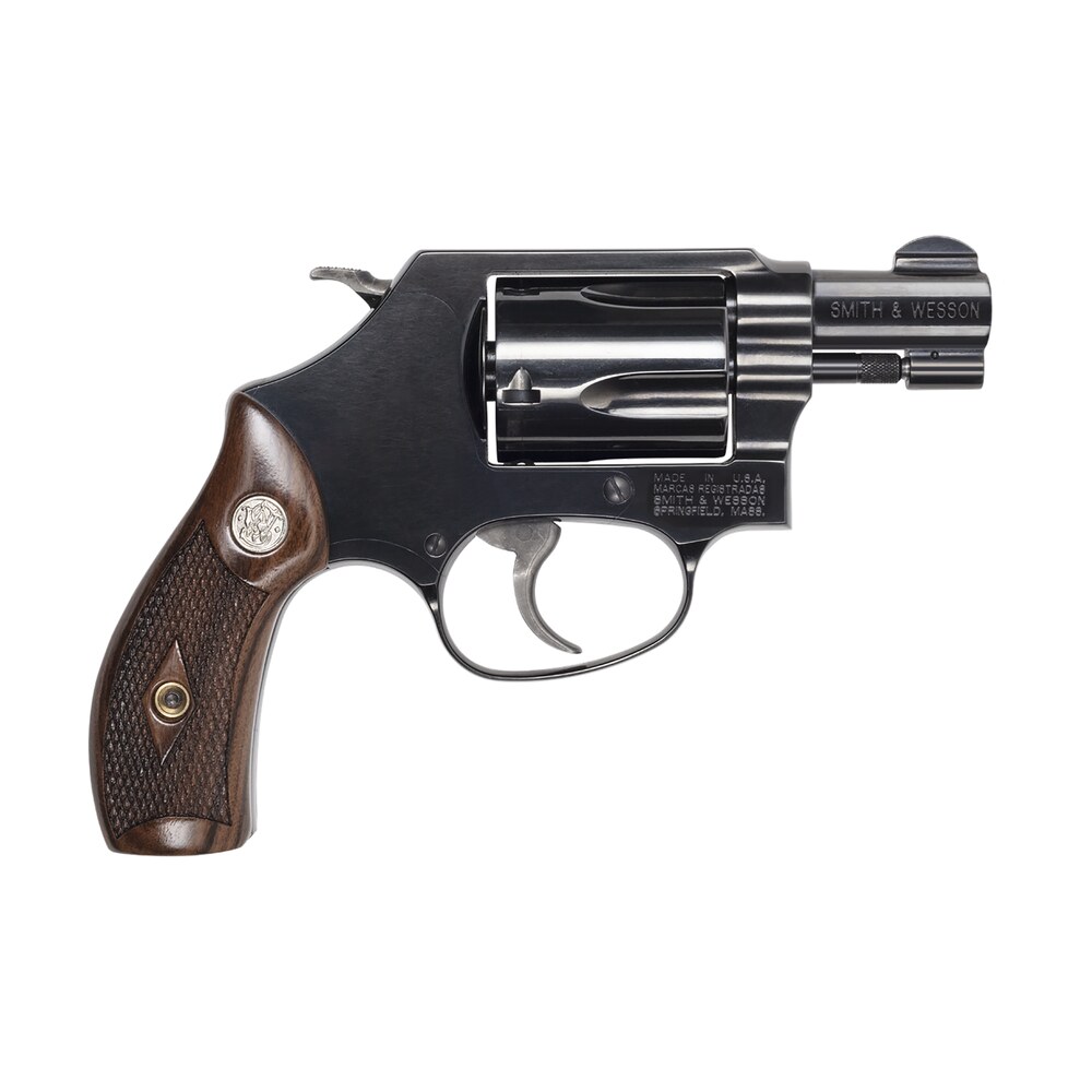 smith & wesson 14076 model 36 j frame 38 special +p 5 shot 1.88" blued carbon steel barrel, blued cylinder, blued carbon steel frame, checkered wood grip, no safety, exposed hammer Smith & Wesson 14076 Model 36 J-Frame 38 Special +P 5 Shot 1.88" Blued Carbon Steel Sports South item 175915