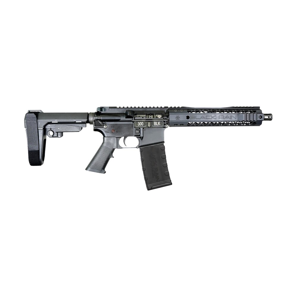 black rain ordnance spec15 5.56 nato 30+1 10.50" black nitride steel barrel, 10" m lok handguard, black anodized aluminum picatinny rail receiver, tactical sba3 brace, black g.i. grip Black Rain Ordnance Spec15 5.56 NATO 30+1 10.50" Black Nitride Steel Sports South item 176210