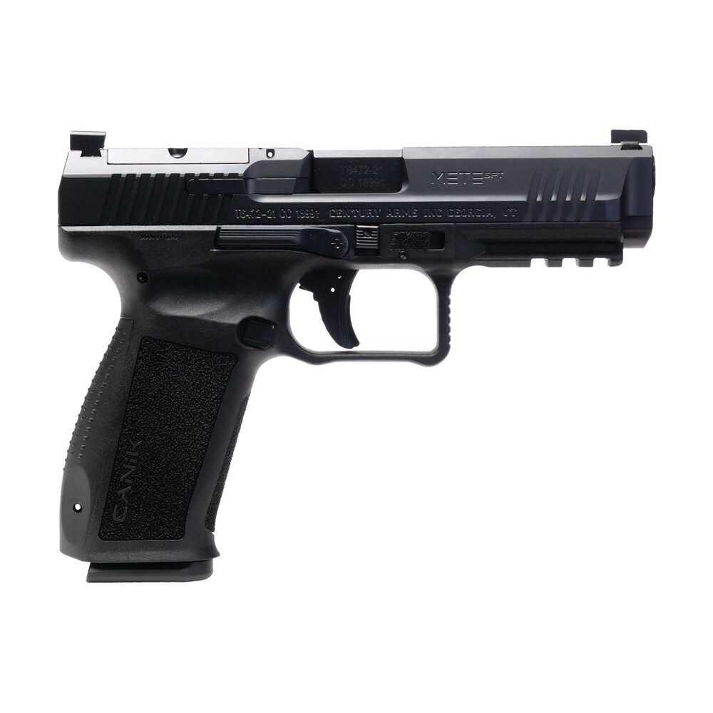 canik hg6826n mete sft 9mm luger 10+1 4.46" black nitride steel barrel, black cerakote optic ready/serrated steel slide, black polymer frame w/picatinny rail, interchangeable backstrap grip Canik HG6826N Mete SFT 9mm Luger 10+1 4.46" Black Nitride Steel Sports South item 176218
