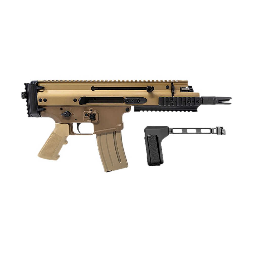 fn 38101883 scar 15p 5.56x45mm 30+1 7.50" black steel barrel, flat dark earth anodized picatinny rail aluminum receiver, sb tactical brace, ambidextrous FN 38101883 SCAR 15P 5.56x45mm 30+1 7.50" Black Steel Sports South item 176235