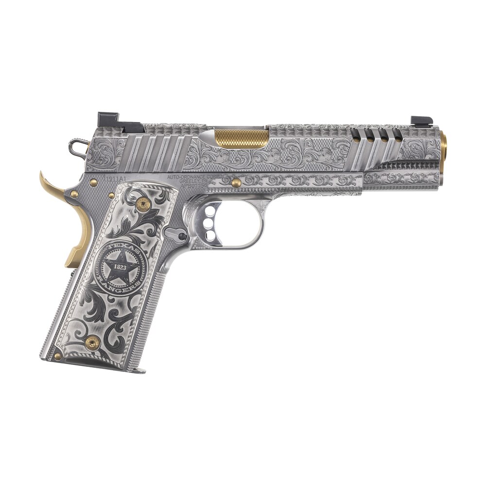 auto ordnance 1911tcac17 texas ranger special edition 45 acp 7+1 5" gold plated pvd Auto-Ordnance 1911TCAC17 Texas Ranger Special Edition 45 ACP 7+1 5" Gold Plated PVD Sports South item 176244