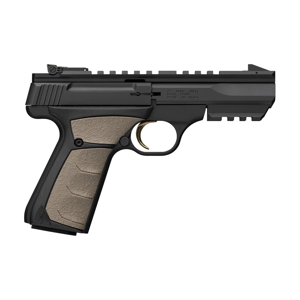 browning 051601490 buck mark black label urx 22 lr 10+1 5.50" matte blued contoured barrel, matte black serrated slide, matte black aluminum frame w/picatinny rail, fde ufx overmolded grip Browning 051601490 Buck Mark Black Label URX 22 LR 10+1 5.50" Matte Blued Contoured Sports South item 176680