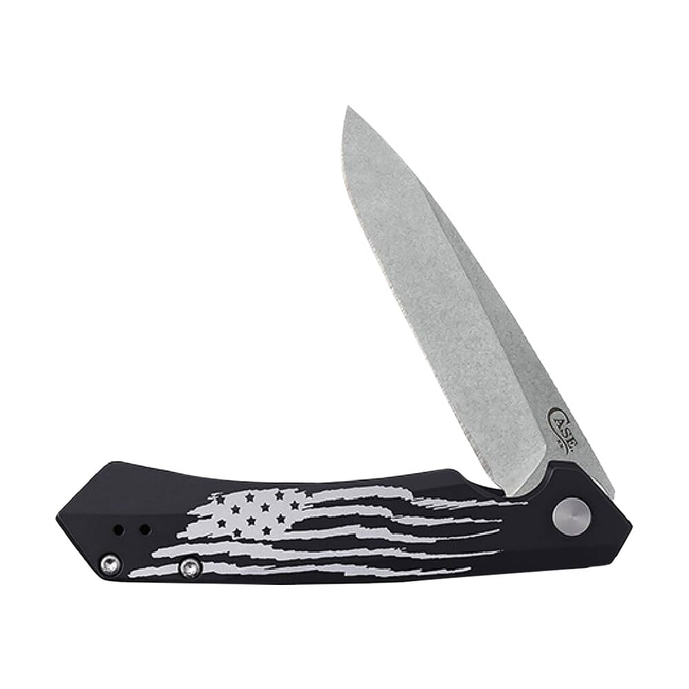 case 10857 kinzua folding spear point plain stonewashed s35vn ss blade, black anodized w/us flag aluminum handle Case 10857 Kinzua Folding Spear Point Plain Stonewashed S35VN SS Blade, Black Anodized Sports South item 177163