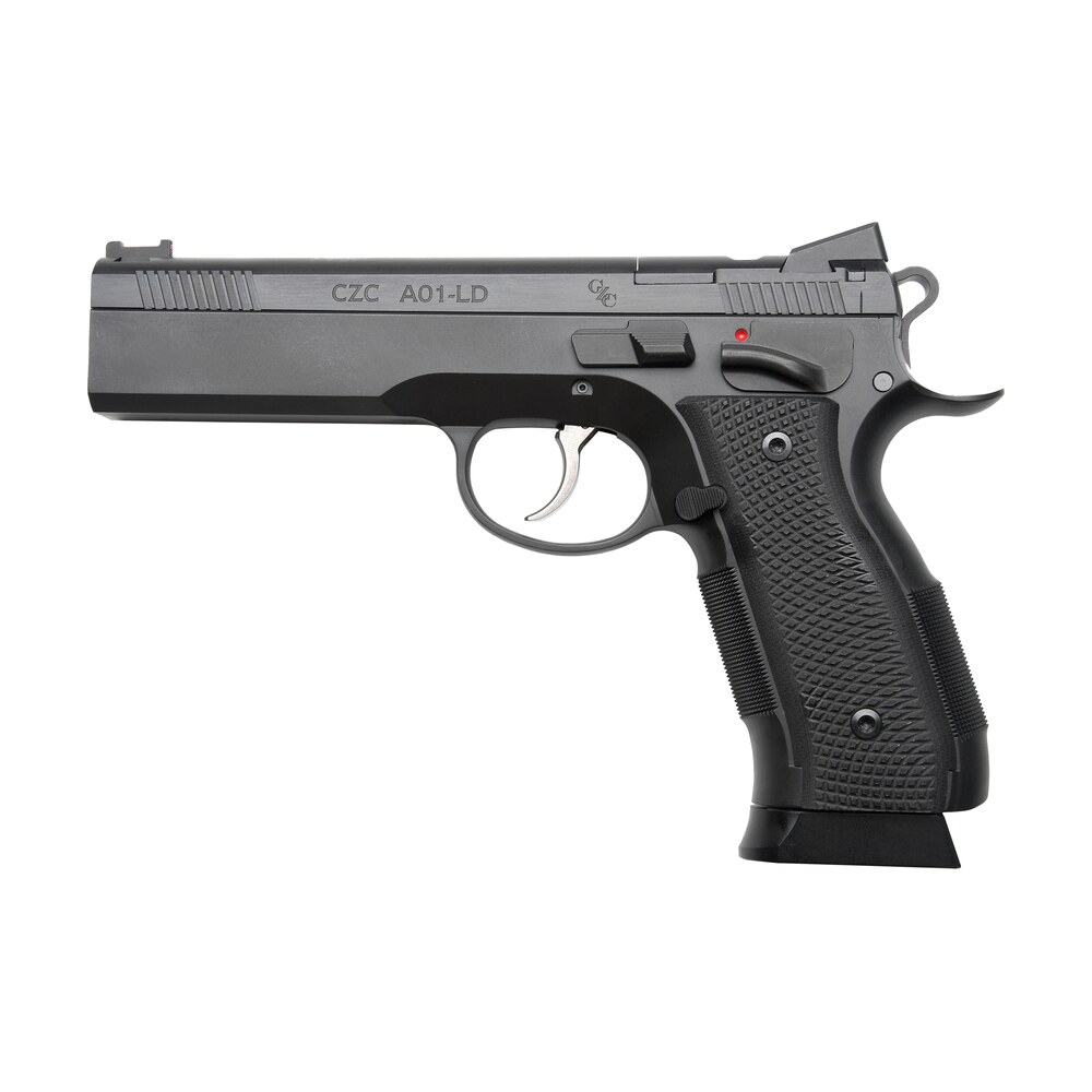 cz custom shop 96336 a01 ld 9mm luger 19+1 5" match grade bull barrel, black optic cut/serrated steel slide, black polycoat steel frame w/beavertail, black g10 grip, long dustcover Cz Custom Shop 96336 A01-LD 9mm Luger 19+1 5" Match Grade Bull Sports South item 177304