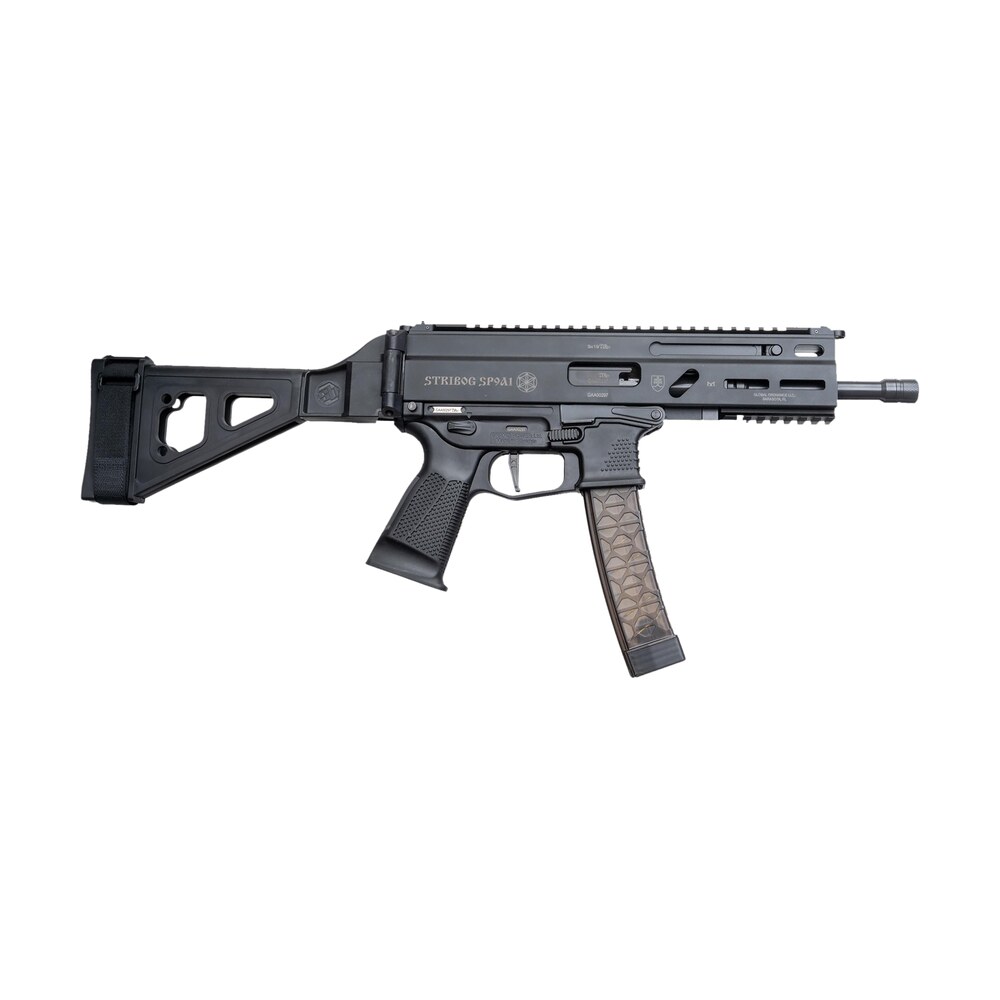 grand power 850003223056 sp9a1 stribog 9mm luger 30+1 8" black threaded barrel m lok handguard black aluminum picatinny rail receiver sb tactical brace, black polymer grip, thread protector Grand Power 850003223056 SP9A1 Stribog 9mm Luger 30+1 8" Black Threaded Barrel M-LOK Handguard Sports South item 177387