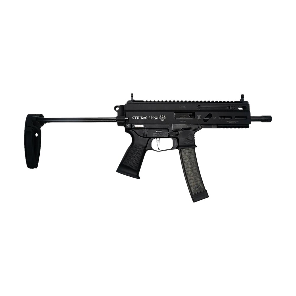 grand power 850003223131 sp9a1 stribog 9mm luger 30+1 8" black threaded barrel, m lok handguard, black aluminum picatinny rail receiver, black pdw tailhook brace, black polymer grip, thread protector Grand Power 850003223131 SP9A1 Stribog 9mm Luger 30+1 8" Black Threaded Sports South item 177388