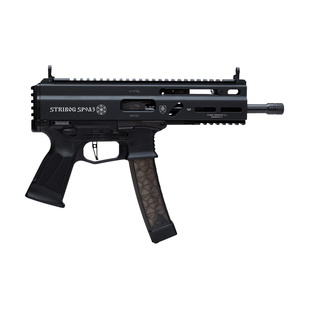 grand power 8588005808538 sp9a3 stribog 9mm luger 30+1 8" black threaded barrel, m lok handguard, black aluminum picatinny rail receiver, rear picatinny rail, black polymer grips Grand Power 8588005808538 SP9A3 Stribog 9mm Luger 30+1 8" Black Threaded Sports South item 177393