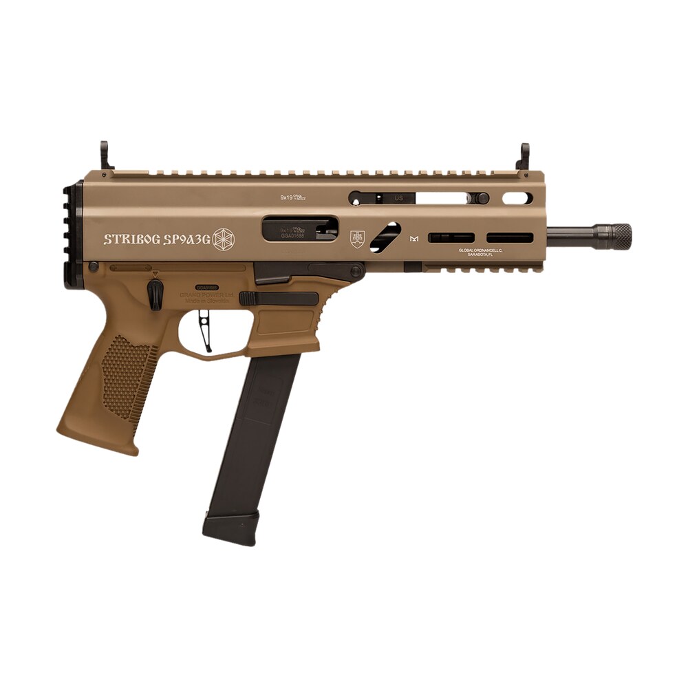 grand power 810091156155 sp9a3g stribog 9mm luger 30+1 8" black threaded barrel, m lok handguard, flat dark earth cerakote aluminum/polymer receiver w/picatinny rail, fde polymer grip, ambidextrous Grand Power 810091156155 SP9A3G Stribog 9mm Luger 30+1 8" Black Threaded Sports South item 177406