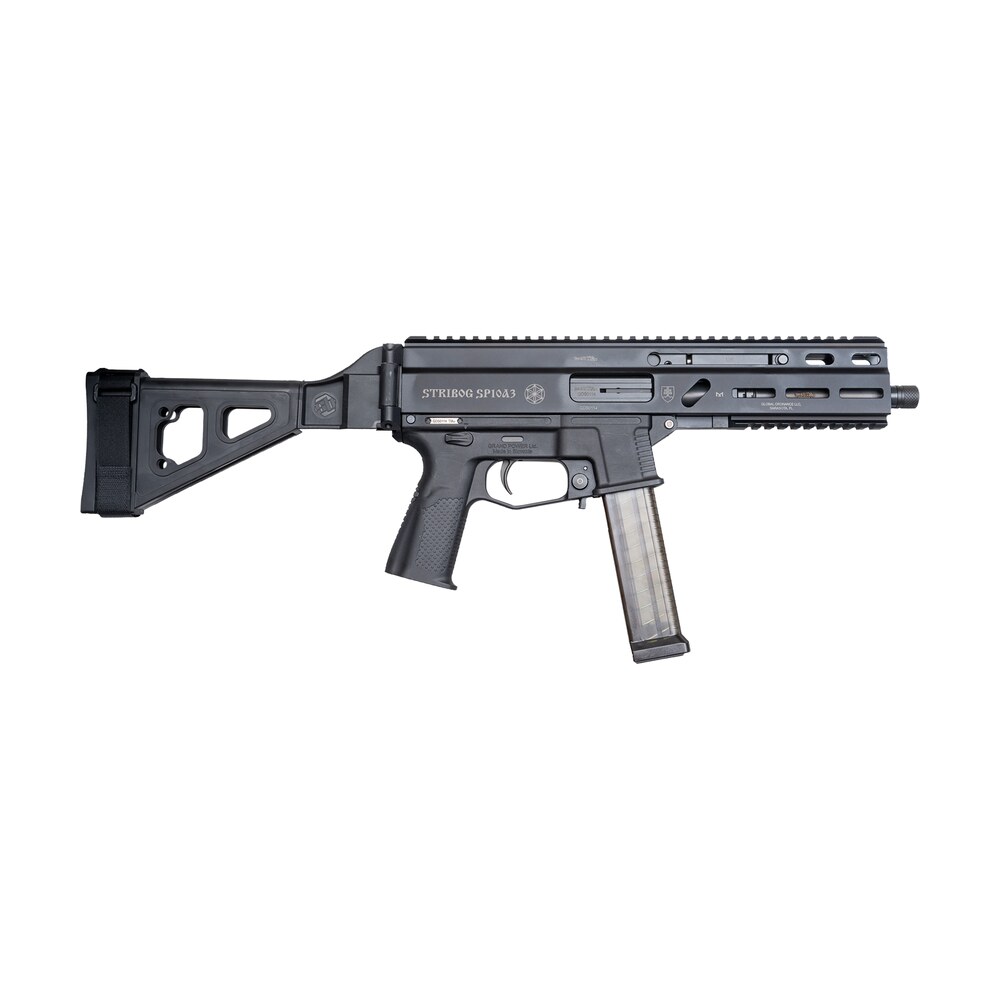 grand power 197892004848 sp10a3 stribog 10mm auto 20+1 8" black threaded barrel, black aluminum picatinny rail receiver, black polymer sb tactical brace, black polymer grip, thread protector Grand Power 197892004848 SP10A3 Stribog 10mm Auto 20+1 8" Black Threaded Sports South item 177448