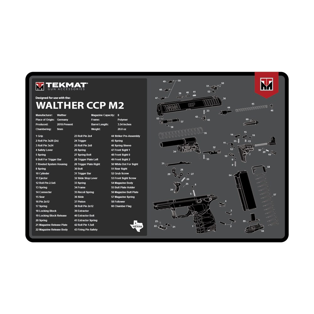tekmat tekr17walccpm2 walther ccp m2 cleaning mat black/white rubber 11"x17" walther ccp m2 parts diagram TekMat TEKR17WALCCPM2 Walther CCP M2 Cleaning Mat Black/White Rubber 11"x17" Walther CCP M2 Sports South item 177707