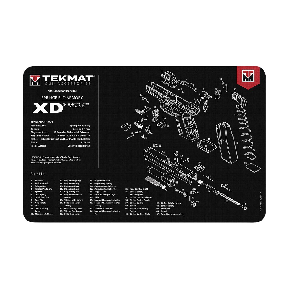 tekmat tekr17xdmod2 springfield armory xd mod 2 cleaning mat black/white rubber 11"x17" springfield armory xd mod 2 parts diagram TekMat TEKR17XDMOD2 Springfield Armory XD MOD 2 Cleaning Mat Black/White Rubber 11"x17" Sports South item 177711