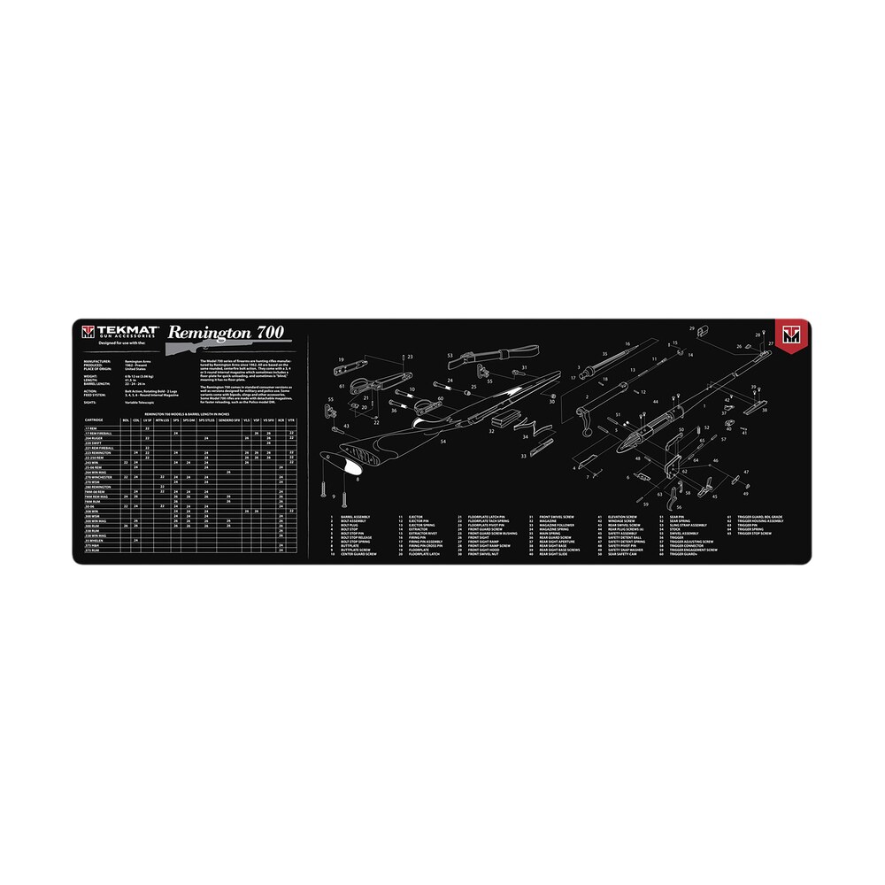 tekmat tekr36rem700 remington 700 cleaning mat black/white rubber 12"x36" remington 700 parts diagram TekMat TEKR36REM700 Remington 700 Cleaning Mat Black/White Rubber 12"x36" Remington 700 Parts Sports South item 177722