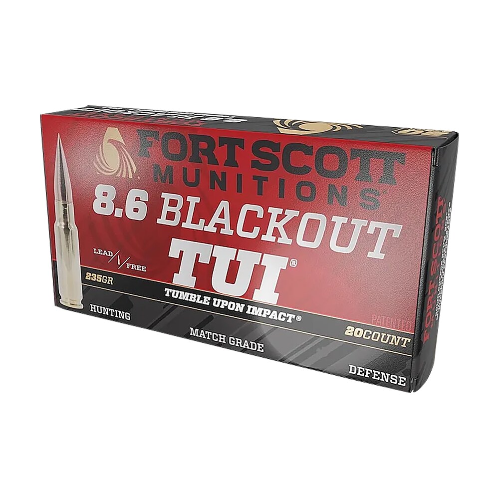 fort scott munitions 86blk235scv1 tumble upon impact (tui) 8.6 blackout 235 gr 20 per box/ 10 cs Fort Scott Munitions 86BLK235SCV1 Tumble Upon Impact (TUI) 8.6 Blackout 235 gr 20 Per Box/ 10 Sports South item 177878