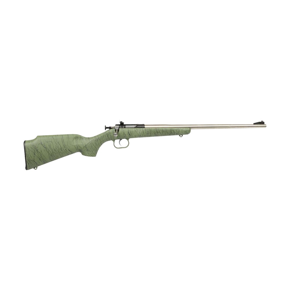 crickett ksa2442 gen2 youth 22 lr 1rd 16.13" stainless single shot barrel, stainless steel receiver, green w/black webbing fixed synthetic stock Crickett KSA2442 Gen2 Youth 22 LR 1rd 16.13" Stainless Single Shot Sports South item 177926