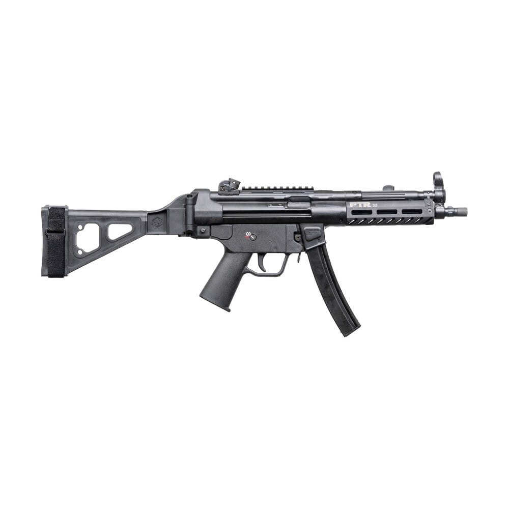 ptr 9ct br 9mm luger 30+1 8.86" black nitride 3 lug threaded barrel, m lok handguard, black parkerized aluminum picatinny rail receiver, sb tactical brace PTR 9CT BR 9mm Luger 30+1 8.86" Black Nitride 3-Lug Threaded Sports South item 178070