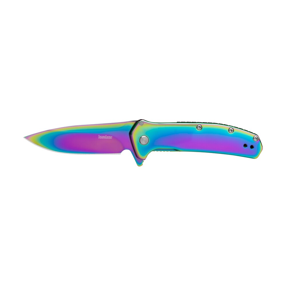 kershaw 2044rbw outcome 2.80" folding drop point plain polished rainbow pvd 8cr13mov ss blade, polished rainbow pvd stainless steel handle Kershaw 2044RBW Outcome 2.80" Folding Drop Point Plain Polished Rainbow PVD 8Cr13MoV SS Blade, Sports South item 178275