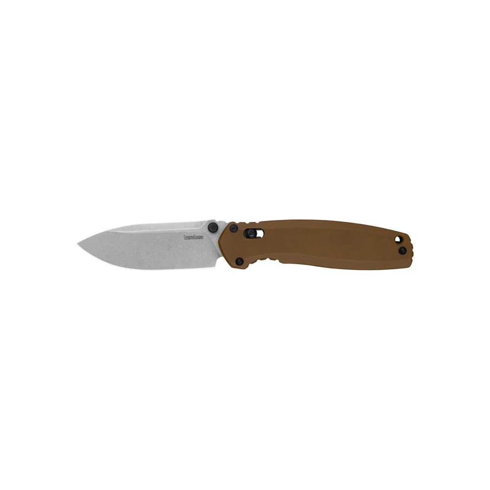 kershaw 2052 broadside 3.50" folding spear point plain stonewashed d2 steel blade, brown g10 handle Kershaw 2052 Broadside 3.50" Folding Spear Point Plain Stonewashed D2 Steel Blade, Brown G10 Sports South item 178278