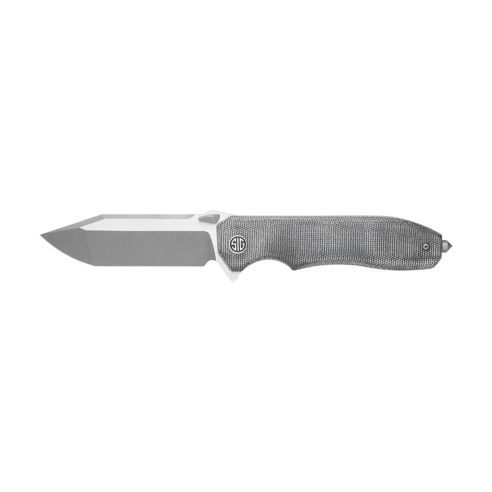 sig sauer knives va9sbt validus 3.78" folding modified tanto plain dark acid stonewash/satin m390 steel blade, 4.76" salt & pepper canvas micarta handle Sig Sauer Knives VA9SBT Validus 3.78" Folding Modified Tanto Plain Dark Acid Stonewash/Satin Sports South item 178308