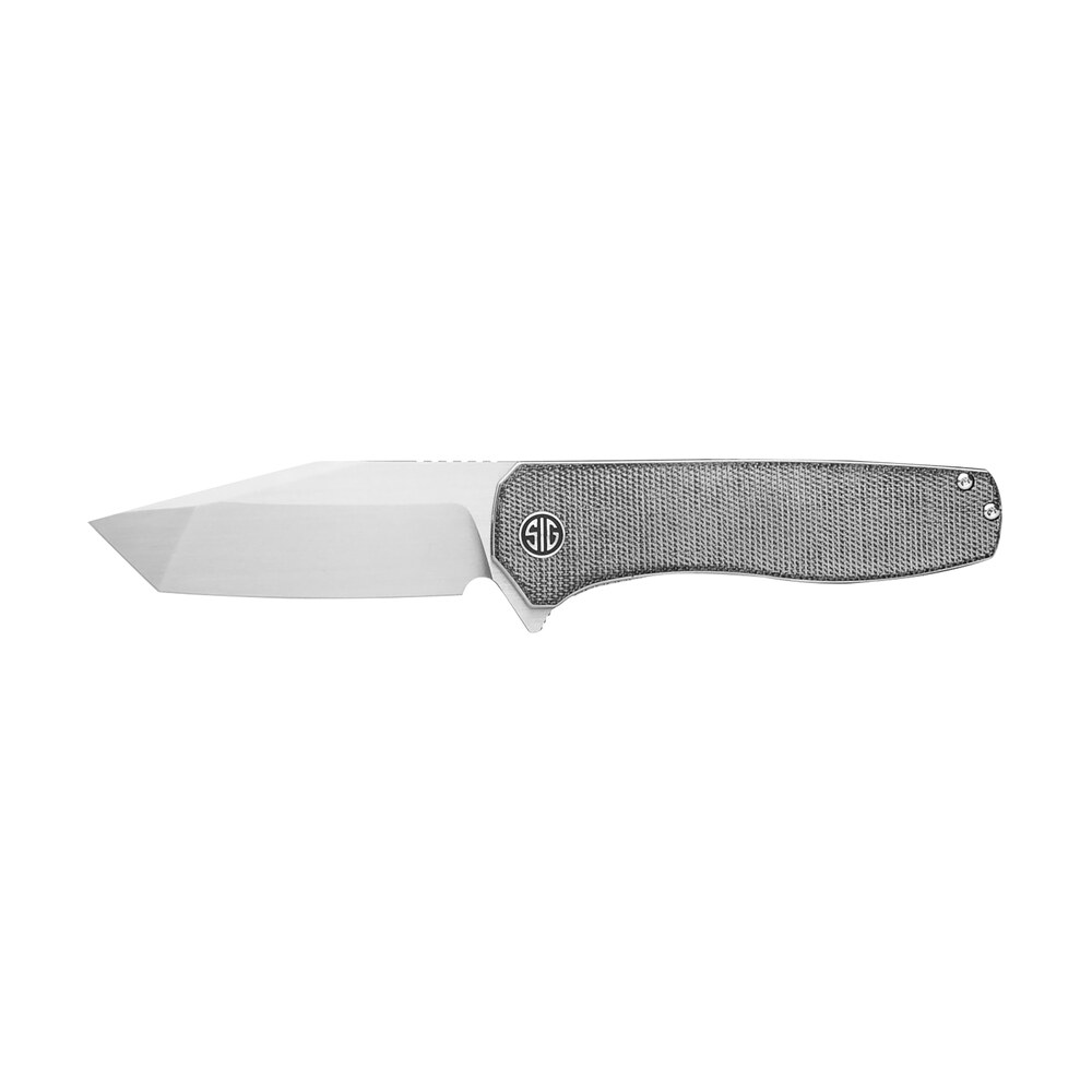 sig sauer knives xi6sb xiphos 3.40" folding modified tanto plain satin nitro v blade, 4.20" salt & pepper micarta handle Sig Sauer Knives XI6SB Xiphos 3.40" Folding Modified Tanto Plain Satin Nitro-V Blade, 4.20" Sports South item 178315