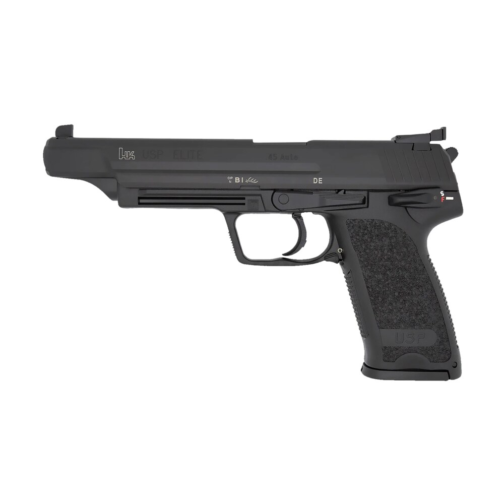 hk 81000368 usp v1 elite 45 acp 10+1 6.02" stainless stainless steel barrel, black long/serrated steel slide, black polymer frame, black polymer grip HK 81000368 USP V1 Elite 45 ACP 10+1 6.02" Stainless Stainless Steel Sports South item 178699