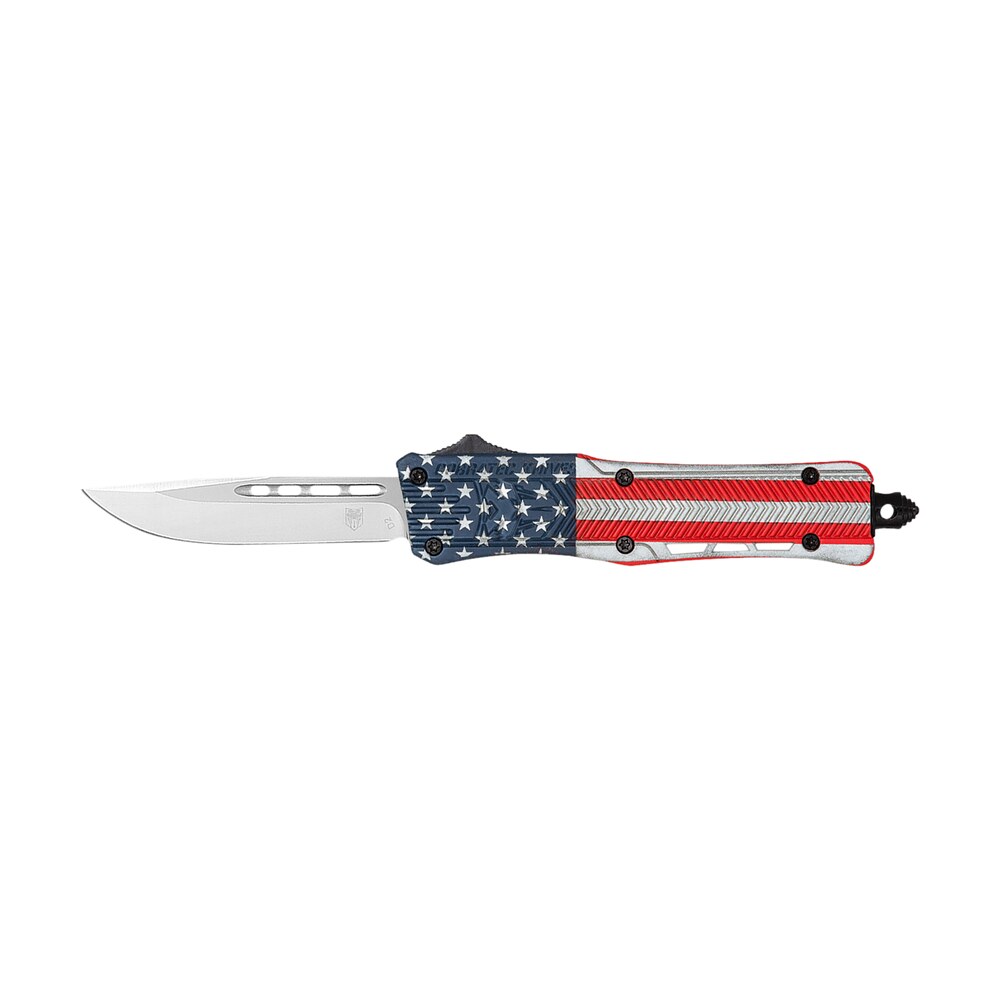 cobratec knives susactk1sdns ctk 1 american flag small 2.75" otf drop point plain d2 steel blade, 4.25" red/white/blue flag cerakote aluminum alloy handle CobraTec Knives SUSACTK1SDNS CTK-1 American Flag Small 2.75" OTF Drop Point Plain D2 Steel Sports South item 178706