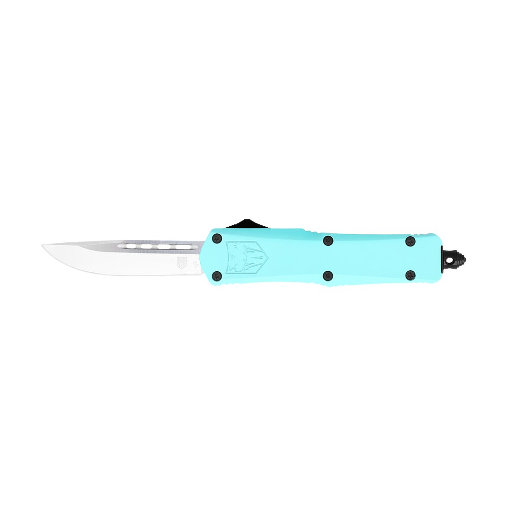 cobratec knives stbfs3dns fs 3 small 2.75" otf drop point plain d2 steel blade, 4.25" mint blue aluminum alloy handle CobraTec Knives STBFS3DNS FS-3 Small 2.75" OTF Drop Point Plain D2 Steel Blade, 4.25" Mint Blue Sports South item 178711