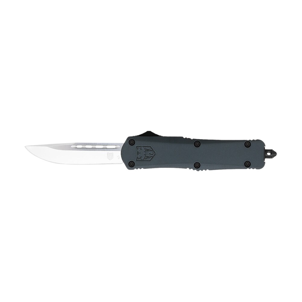 cobratec knives mgyfs3dns fs 3 medium 3" otf drop point plain d2 steel blade, 4.50" gray aluminum alloy handle CobraTec Knives MGYFS3DNS FS-3 Medium 3" OTF Drop Point Plain D2 Steel Blade, 4.50" Gray Sports South item 178713