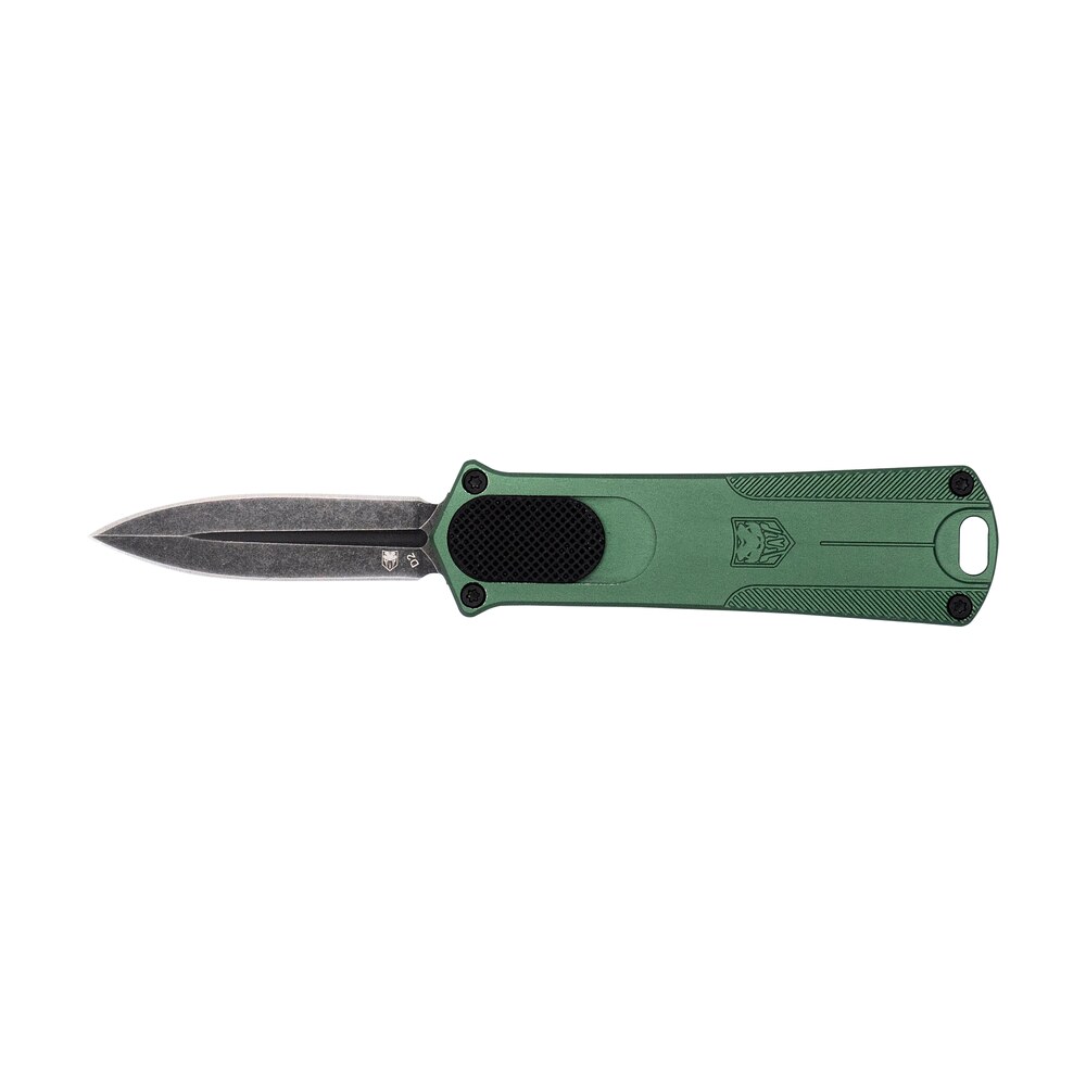cobratec knives 952odgdagns 952 1.75" otf dagger plain stonewashed d2 steel blade, 3" od green anodized aluminum handle CobraTec Knives 952ODGDAGNS 952 1.75" OTF Dagger Plain Stonewashed D2 Steel Blade, 3" OD Green Sports South item 178724