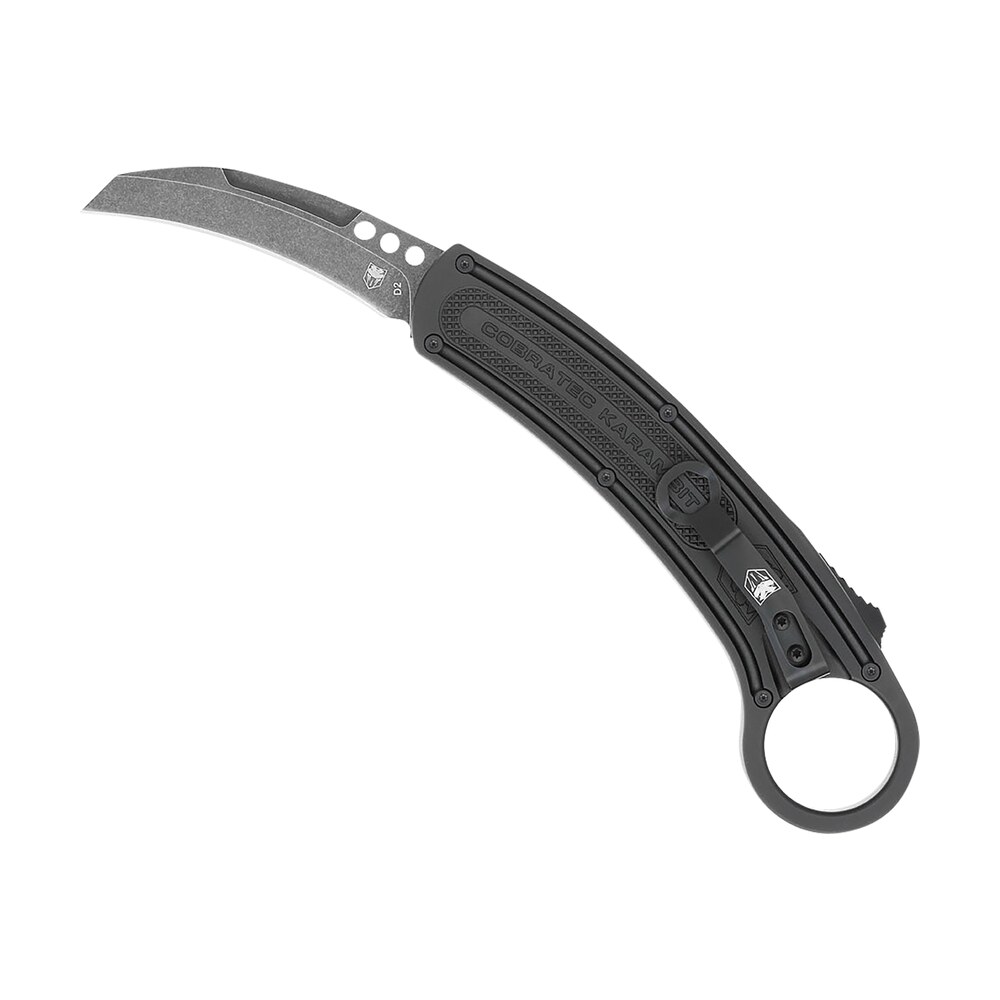 cobratec knives ctbkrh karambit 2.75" folding plain stonewashed d2 steel blade, 5.88" black anodized w/finger ring aluminum handle CobraTec Knives CTBKRH Karambit 2.75" Folding Plain Stonewashed D2 Steel Blade, 5.88" Black Sports South item 178725