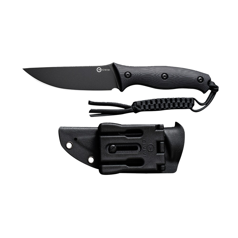 civivi knives c23041 1 stormridge 3.92" fixed straight back plain black stonewashed nitro v steel blade, black textured g10 handle Civivi Knives C23041-1 Stormridge 3.92" Fixed Straight Back Plain Black Stonewashed Nitro-V Sports South item 179382