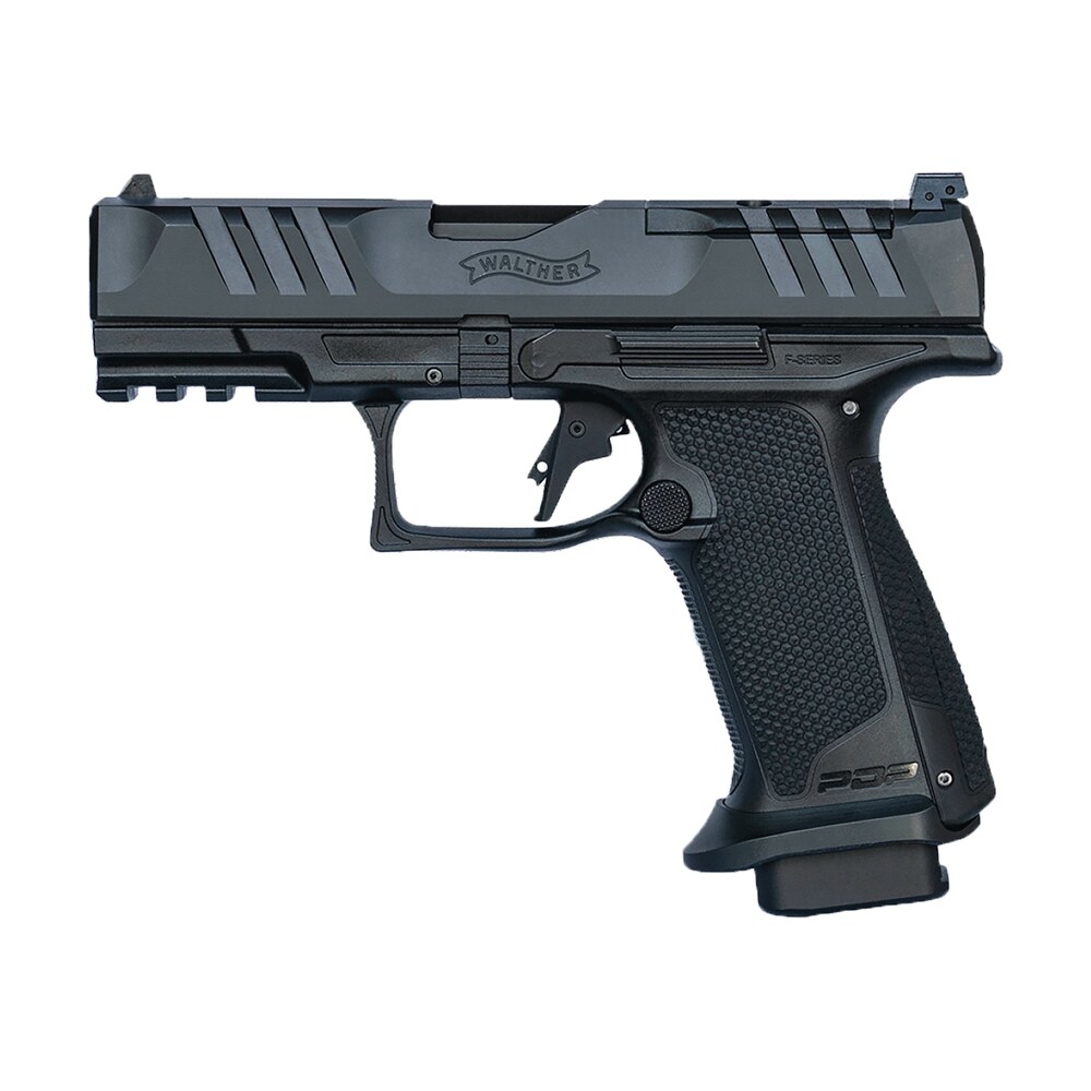 walther arms 4797055 pdp f series pro e 9mm luger 18+1 4" black steel barrel, black optic ready/serrated steel slide, black polymer frame w/picatinny rail, interchangeable backstrap grip Walther Arms 4797055 PDP F-Series Pro E 9mm Luger 18+1 4" Black Steel Sports South item 179993