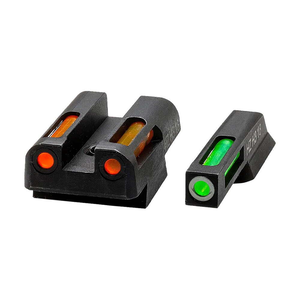 hiviz czn421 litewave h3 fiber optic sight set green tritium/white outline w/ litepipes orange fits cz 75, 85, p 01 HiViz CZN421 LiteWave H3 Fiber-Optic Sight Set Green Tritium/White Outline Sports South item 180187