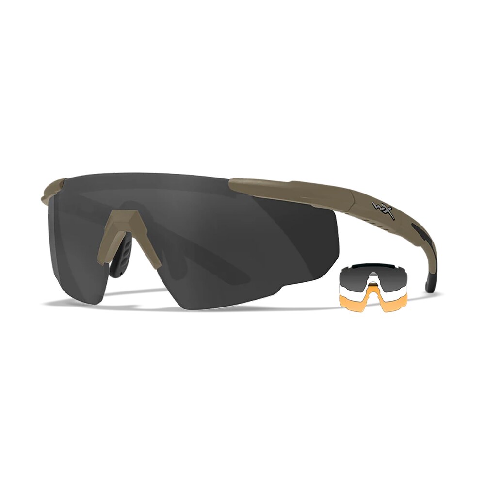 wiley x 308t saber advanced smoke gray/clear/light rust lens polycarbonate matte tan frame Wiley X 308T Saber Advanced Smoke Gray/Clear/Light Rust Lens Polycarbonate Matte Tan Frame Sports South item 180303