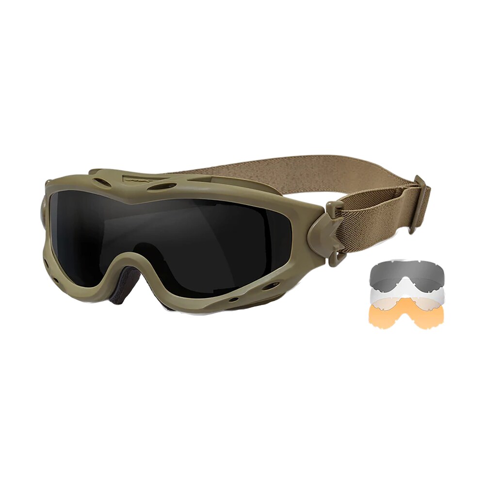 wiley x sp293t spear goggles smoke gray/clear/light rust lens tan frame Wiley X SP293T Spear Goggles Smoke Gray/Clear/Light Rust Lens Tan Frame Sports South item 180323