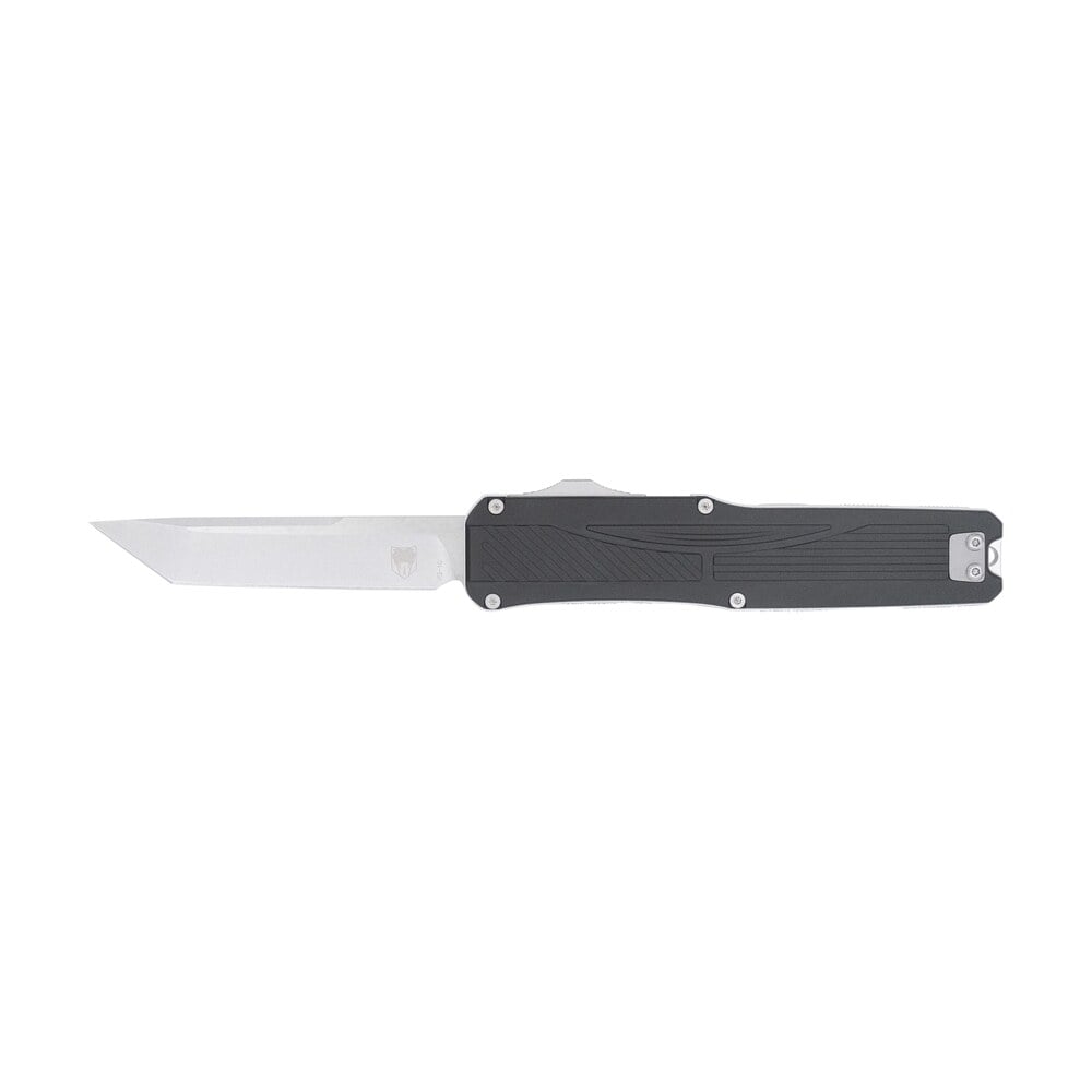 cobratec knives ctlgdblktns legend edc 3.13" otf plain stonewashed vg 10 ss blade, 4.75" black textured aluminum handle CobraTec Knives CTLGDBLKTNS Legend EDC 3.13" OTF Plain Stonewashed VG-10 SS Blade, 4.75" Black Sports South item 180332