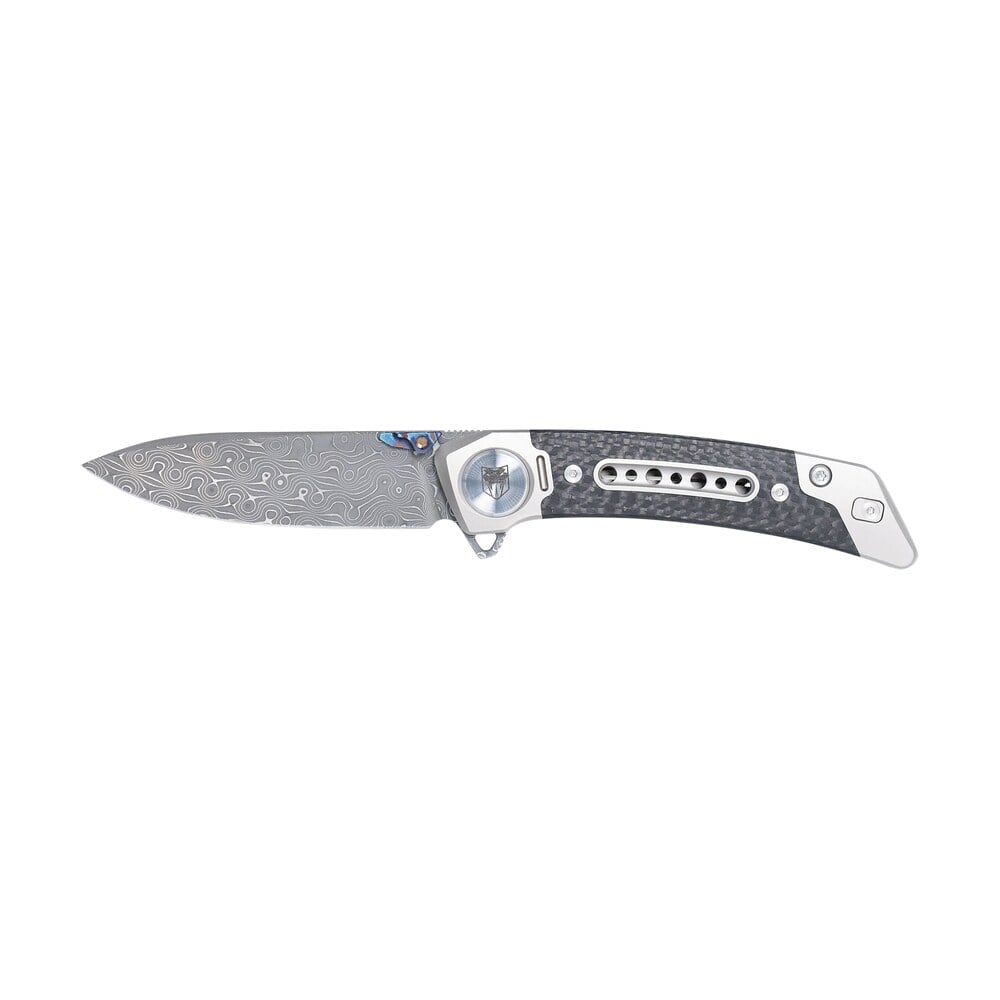 cobratec knives ctempdamdns emperor 3" folding drop point plain damascus vg 10 ss blade, 4.25" carbon fiber/ss titanium handle CobraTec Knives CTEMPDAMDNS Emperor 3" Folding Drop Point Plain Damascus VG-10 SS Blade, 4.25" Sports South item 180339