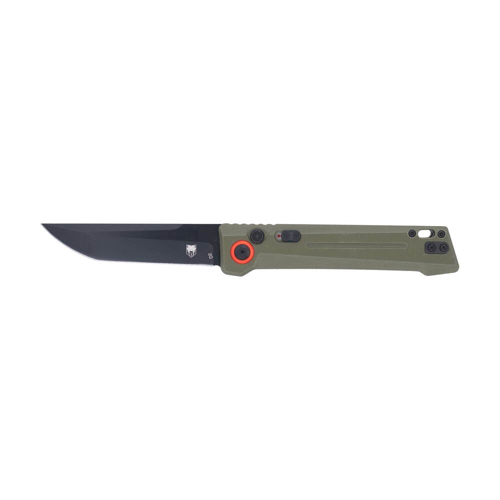 cobratec knives ctifrodg inferno 3.50" otf tanto plain black ticn d2 steel blade, 4.75" od green textured handle CobraTec Knives CTIFRODG Inferno 3.50" OTF Tanto Plain Black TiCN D2 Steel Blade, 4.75" OD Sports South item 180346