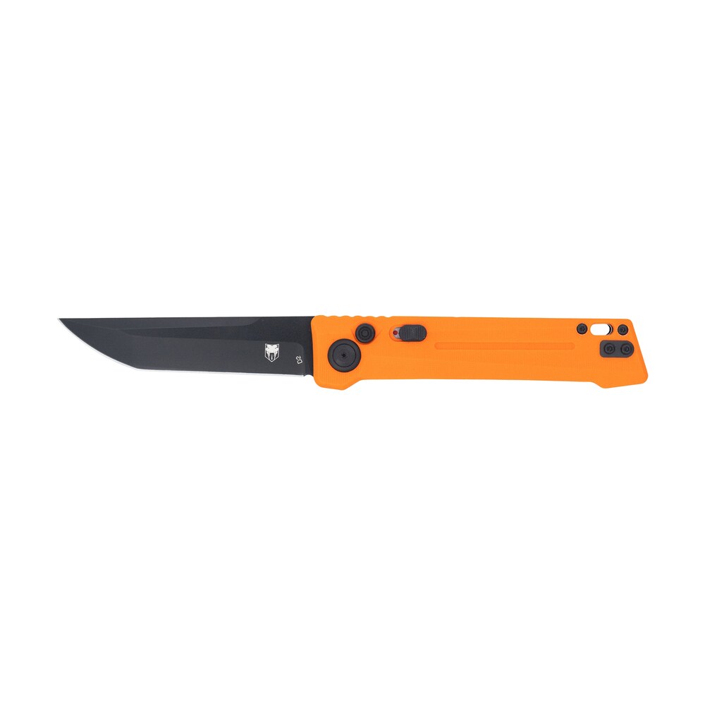 cobratec knives ctifrorg inferno 3.50" otf tanto plain black ticn d2 steel blade, 4.75" blaze orange textured handle CobraTec Knives CTIFRORG Inferno 3.50" OTF Tanto Plain Black TiCN D2 Steel Blade, 4.75" Blaze Sports South item 180347