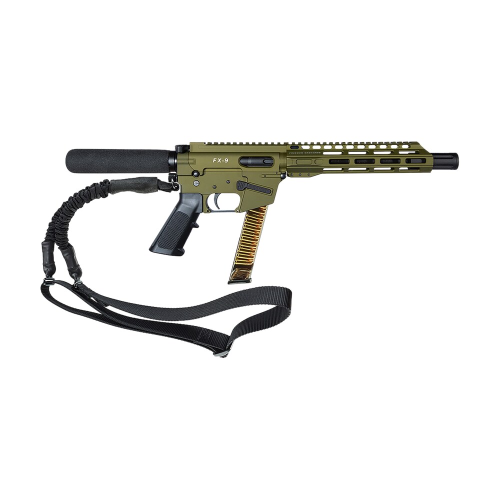 freedom ordnance fx9p10t odg fx9 9mm luger 31+1 10" black nitride stainless steel barrel, m lok handguard, black anodized aluminum picatinny rail receiver, od green pistol tube, ar15 grip, right hand FREEDOM ORDNANCE FX9P10T-ODG FX9 9mm Luger 31+1 10" Black Nitride Stainless Steel Sports South item 180414