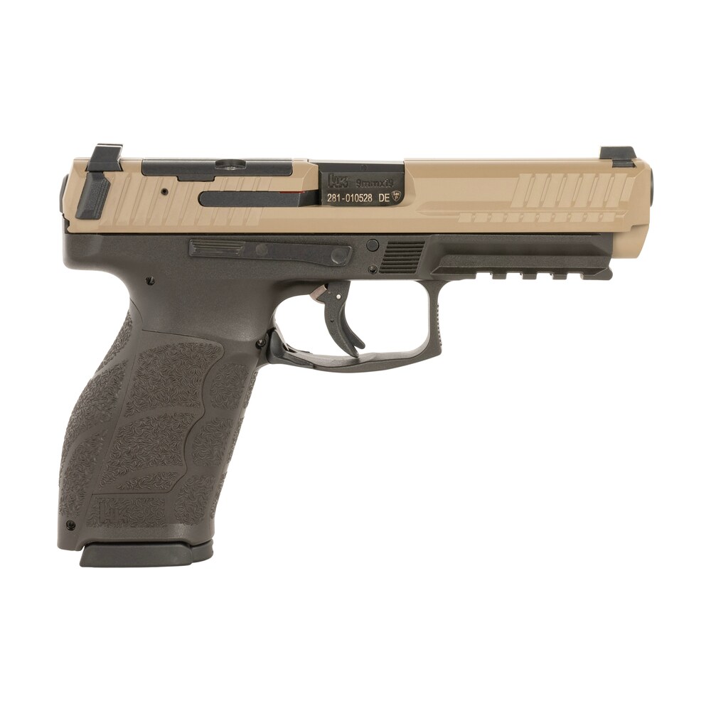 hk 81001197 vp9a1 full size frame 9mm luger 10+1 4.53" barrel, flat dark earth steel optic ready/serrated slide, brown polymer frame w/picatinny rail, interchangeable backstrap grip, ambidextrous HK 81001197 VP9A1 Full Size Frame 9mm Luger 10+1 4.53" Sports South item 180682