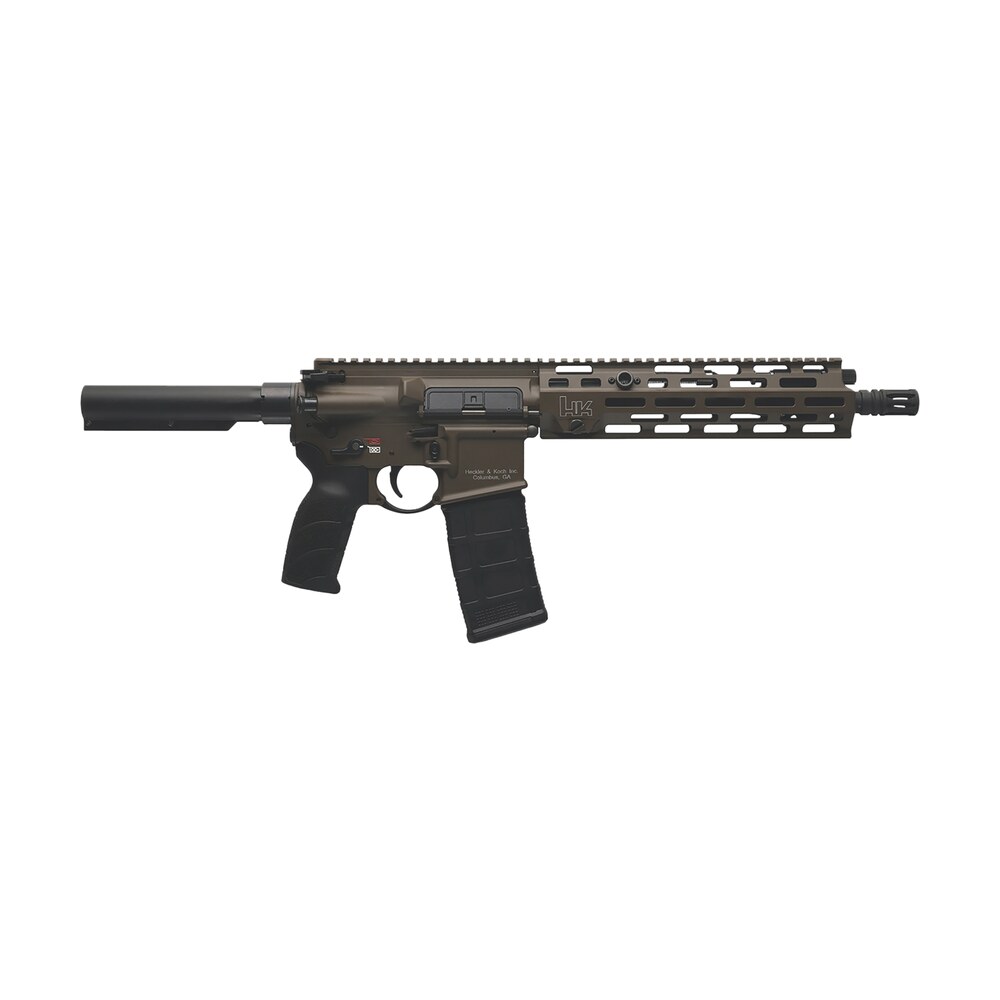 hk 81001201 mr556 a4 5.56x45mm 30+1 11" black threaded barrel, m lok handguard, patriot brown picatinny rail receiver, black synthetic pistol tube, black polymer grip, ambidextrous HK 81001201 MR556 A4 5.56x45mm 30+1 11" Black Threaded Sports South item 180687