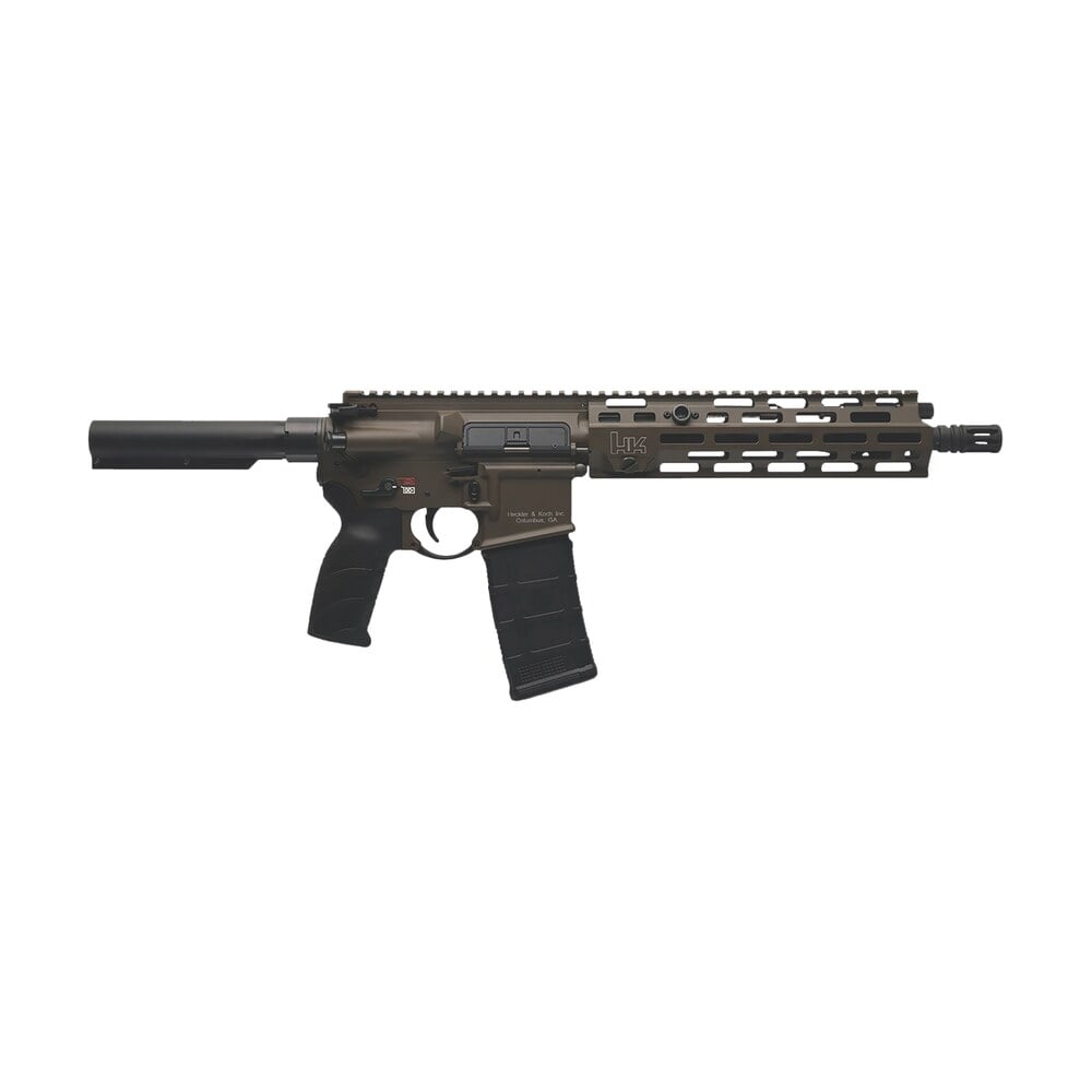 hk 81001202 mr556 a4 5.56x45mm 10+1 11" black threaded barrel, m lok handguard, patriot brown picatinny rail receiver, black synthetic 6 position stock, black polymer grip, ambidextrous HK 81001202 MR556 A4 5.56x45mm 10+1 11" Black Threaded Sports South item 180688