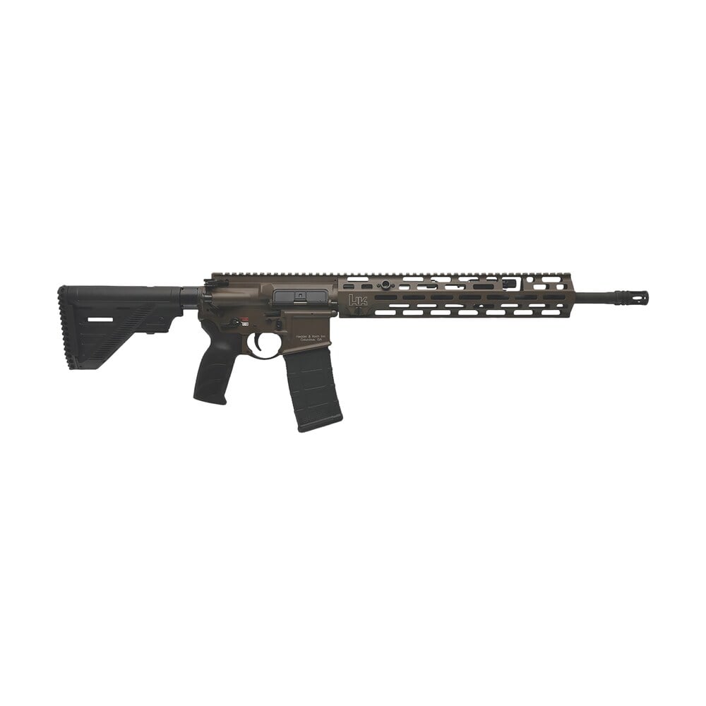 hk 81001204 mr556 a4 5.56x45mm 10+1 16.50" black threaded barrel, patriot brown picatinny rail receiver, m lok handguard, 6 position black synthetic stock, ambidextrous HK 81001204 MR556 A4 5.56x45mm 10+1 16.50" Black Threaded Sports South item 180690