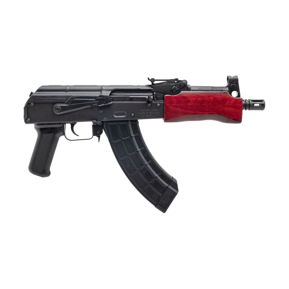 century arms hg2137prn draco mini 7.62x39mm 30+1 7.75" black threaded barrel, black steel stamped metal receiver, black polymer grip, red wood handguard, rear picatinny rail, right hand Century Arms HG2137PRN Draco Mini 7.62x39mm 30+1 7.75" Black Threaded Sports South item 180895