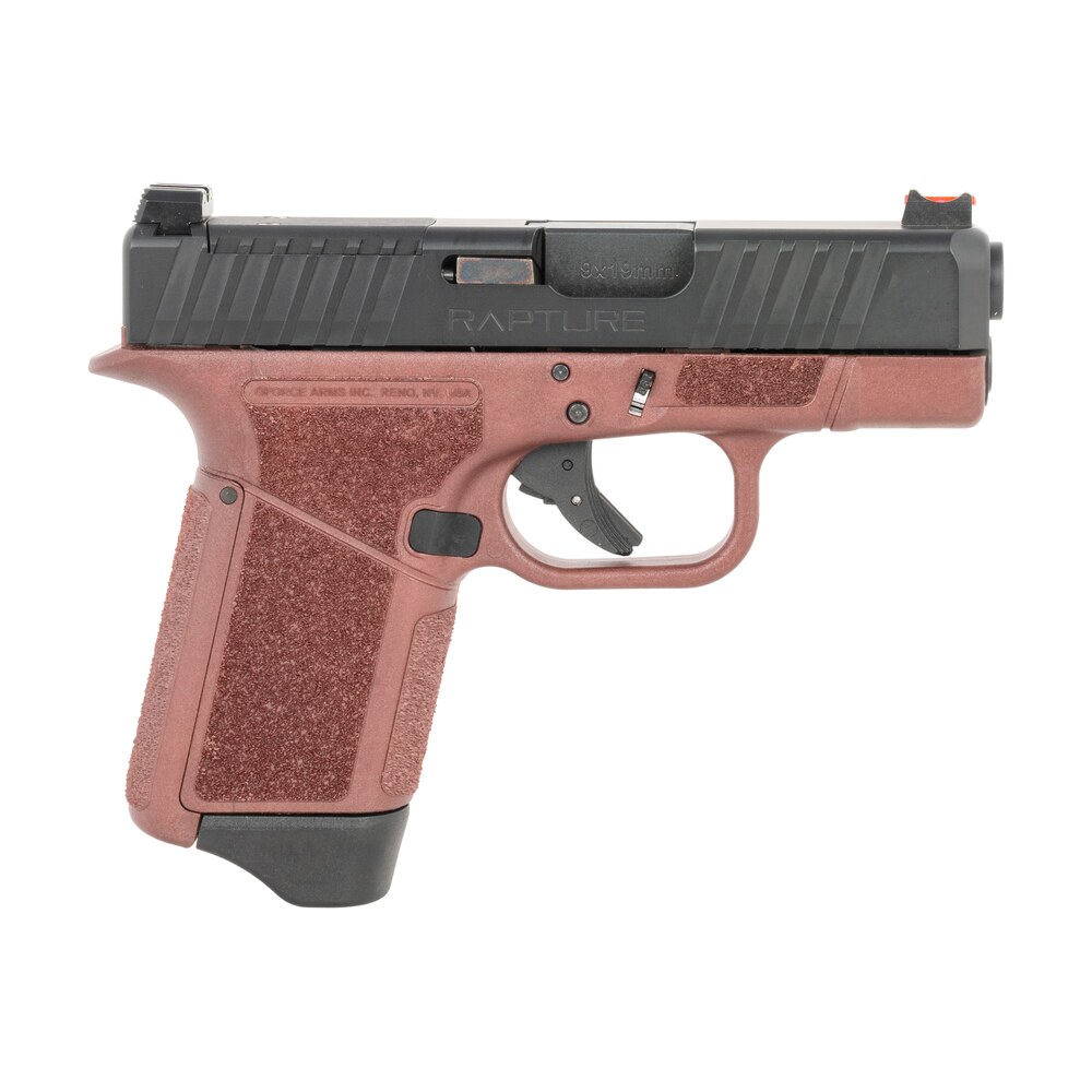 gforce arms gf932512cb rapture sub compact frame 9mm luger 12+1 3.25" black steel barrel, black steel optic cut/serrated slide, red cerakote polymer frame, shield rmsc/rmr footprint Gforce Arms GF932512CB Rapture Sub-Compact Frame 9mm Luger 12+1 3.25" Black Steel Sports South item 180939