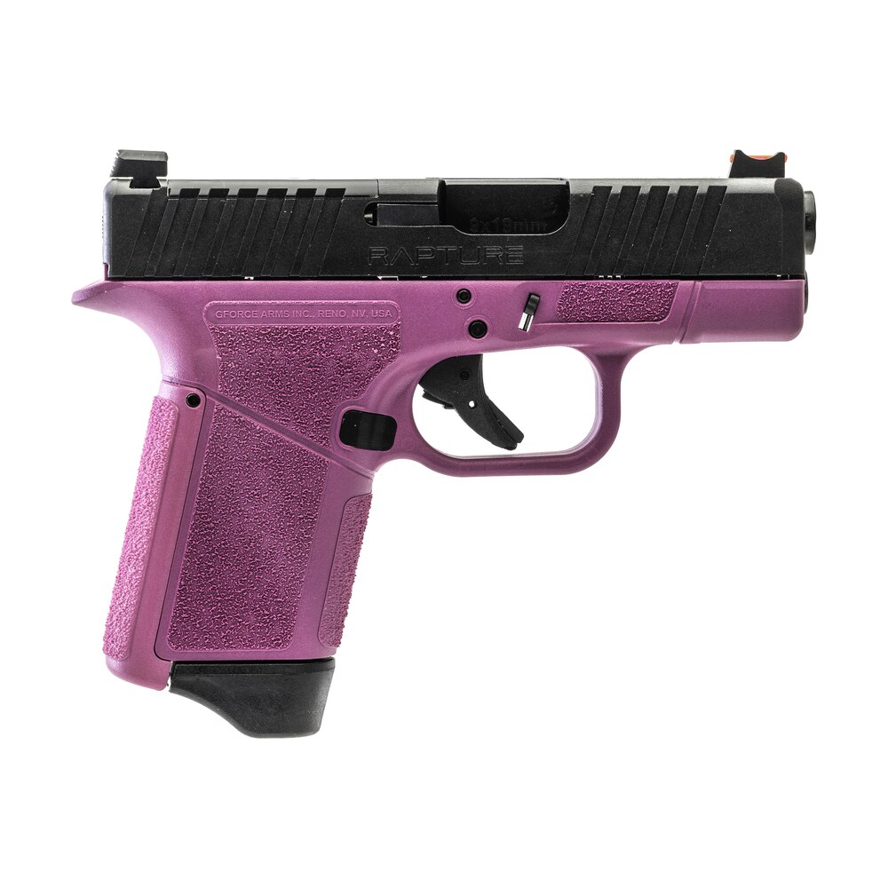 gforce arms gf932512pib rapture sub compact frame 9mm luger 12+1 3.25" black steel barrel, black steel optic cut/serrated slide, pink cerakote polymer frame, shield rmsc/rmr footprint Gforce Arms GF932512PIB Rapture Sub-Compact Frame 9mm Luger 12+1 3.25" Black Steel Sports South item 180943