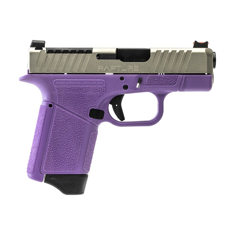 gforce arms gf932512pun rapture sub compact frame 9mm luger 12+1 3.25" black steel barrel, nickel steel optic cut/serrated slide, purple cerakote polymer frame, shield rmsc/rmr footprint Gforce Arms GF932512PUN Rapture Sub-Compact Frame 9mm Luger 12+1 3.25" Black Steel Sports South item 180946